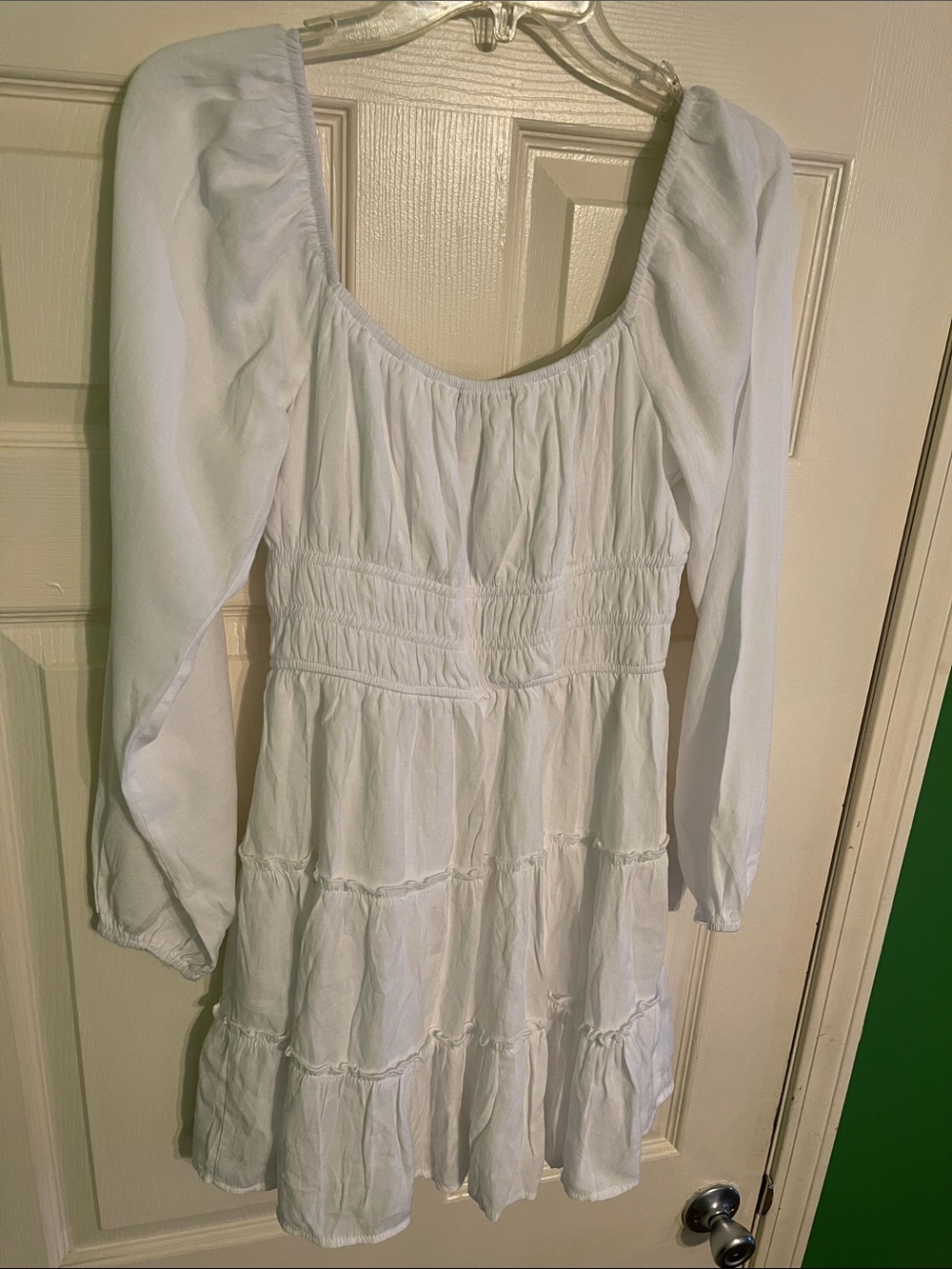 Trixxi White Peasant Tiered Long Sleeve Dress - Picture 2 of 8